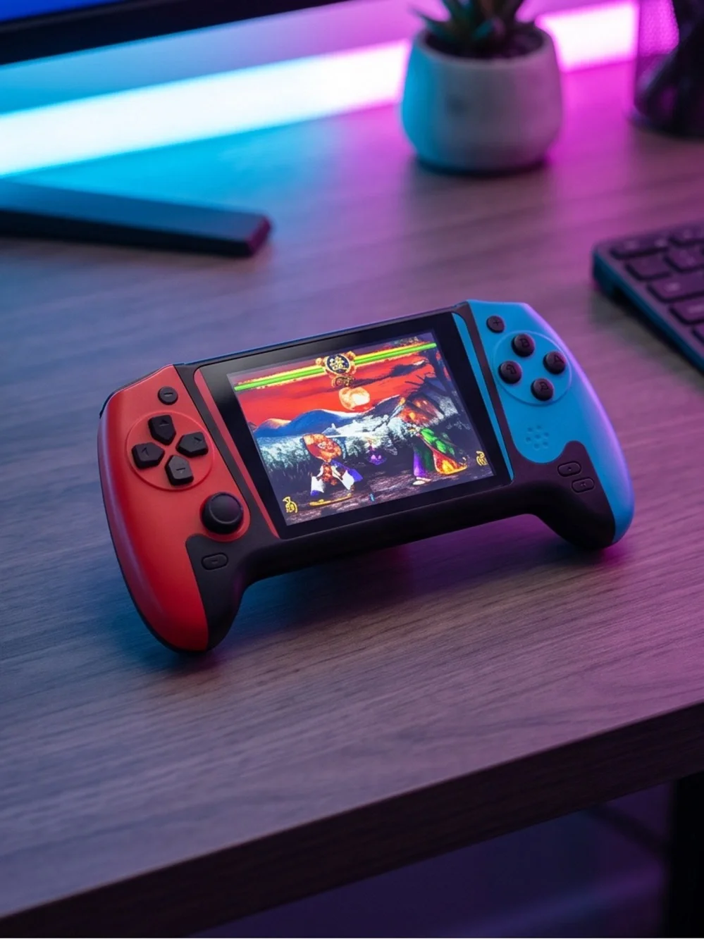 Handheld Retro Gaming Console / Controller Mount – Red & Blue